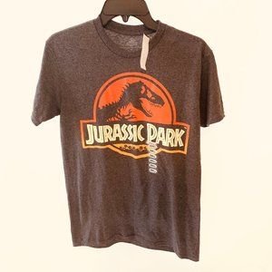 Jurassic Park Gray Screen Graphic Print T Shirt